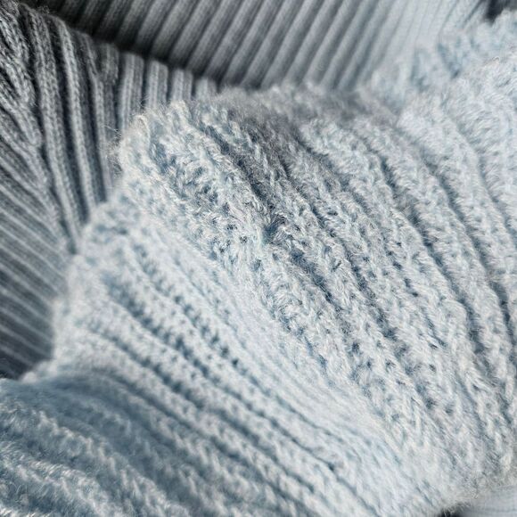 Yarns by Mododoc Pastel Blue Ruffle Wool Top Womens Medium Bell Sleeve Y2K Fairy - Picture 10 of 11